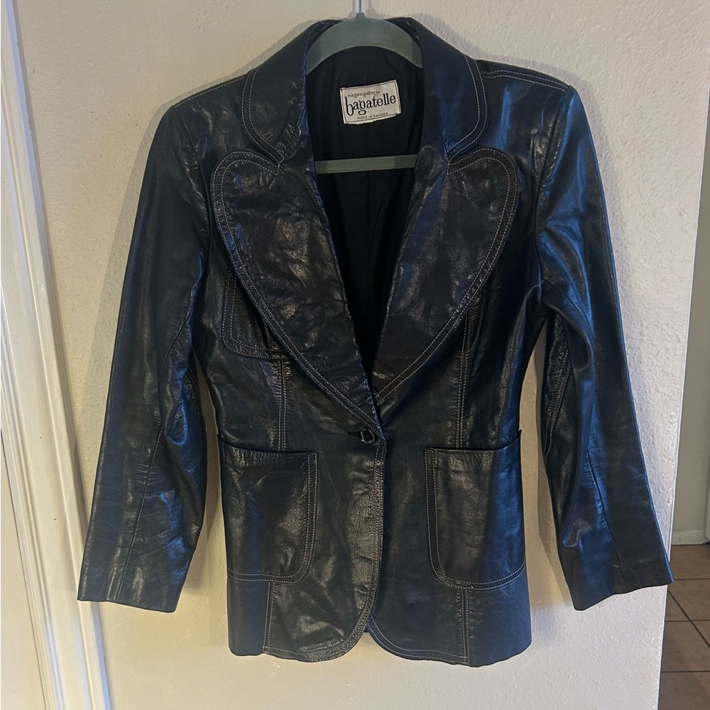 Vintage y2k Bagatelle Women's Black patent Leather Jacket size small mobwives